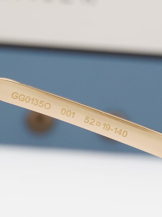 Gucci GG0135O 001 Rectangle Eyeglasses 52mm - Gold / Black main image 7